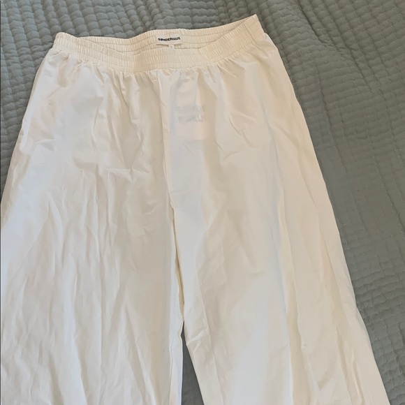 Cream Ruffle Hem Wide-Leg Pants - Picture 3 of 5